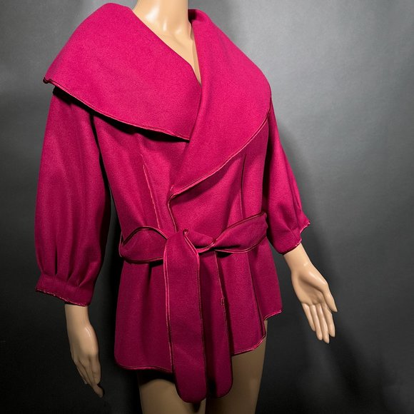 Luii Wide Collar Double Breast‎ Coat With Belt Size M - Picture 3 of 15